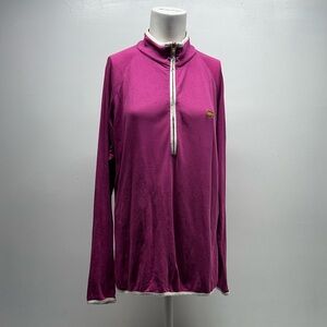 Magnolia Lane Masters Golf Logo Quarter Zip Pullover Long Sleeve Top Pink XL